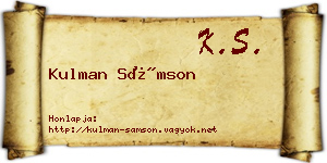 Kulman Sámson névjegykártya